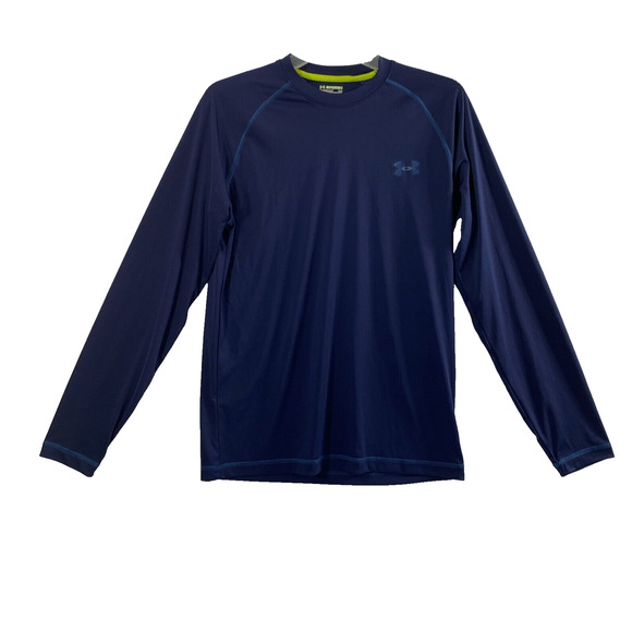 Under Armour Shirt Mens Small Heatgear Navy Blue Long Sleeve Pull Over - Picture 1 of 7